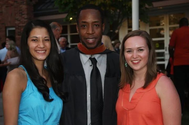 Richard Harris with students during his school counseling career